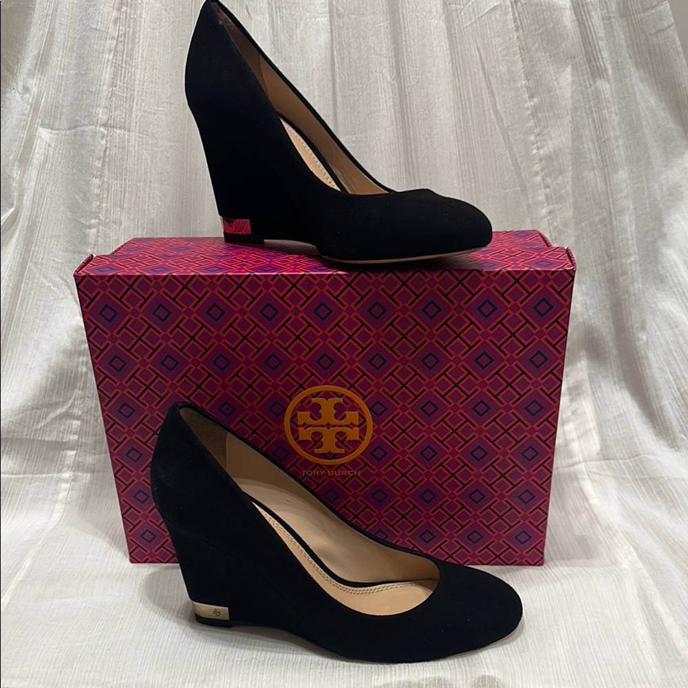 Tory Burch Black Wedge Pumps